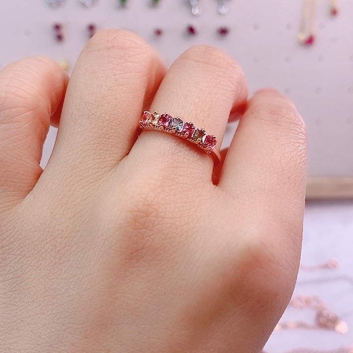 碧玺戒指银S925镶嵌戒指