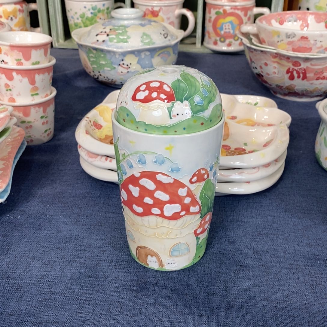 招***月摆件铃兰兔子马克杯