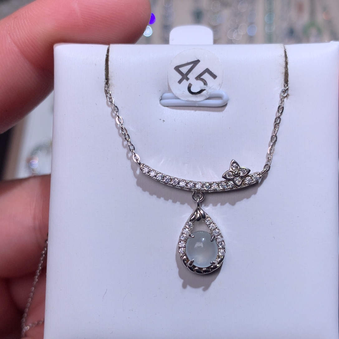 翡翠耳饰银S925镶嵌0018