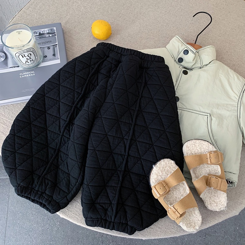 儿童弯刀裤加绒冬季2025新款男女童黑色长裤宝宝休闲百搭保暖裤子