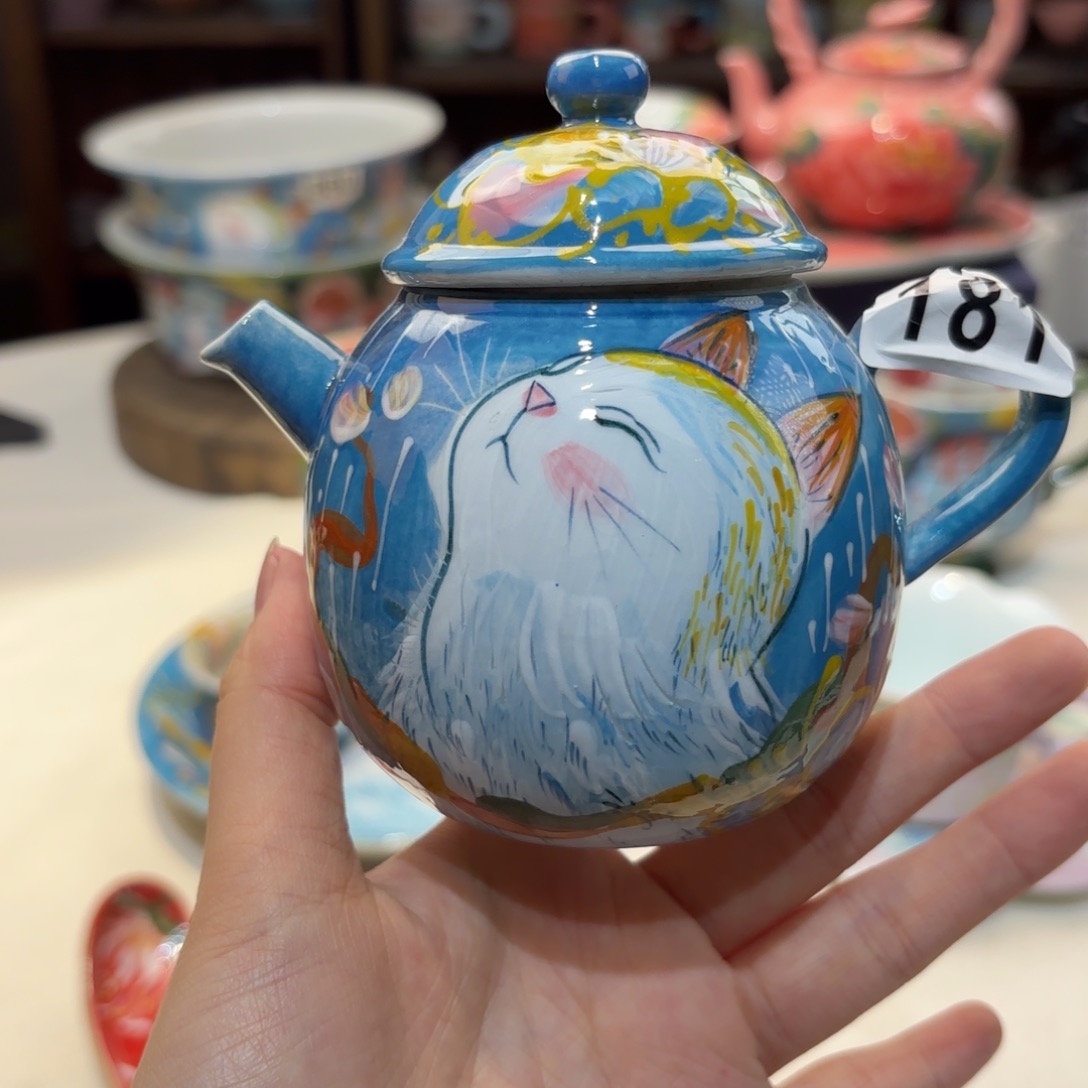 景德镇手绘高温釉下彩陶瓷茶具