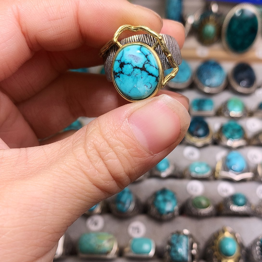 绿松石挂件银S925镶嵌