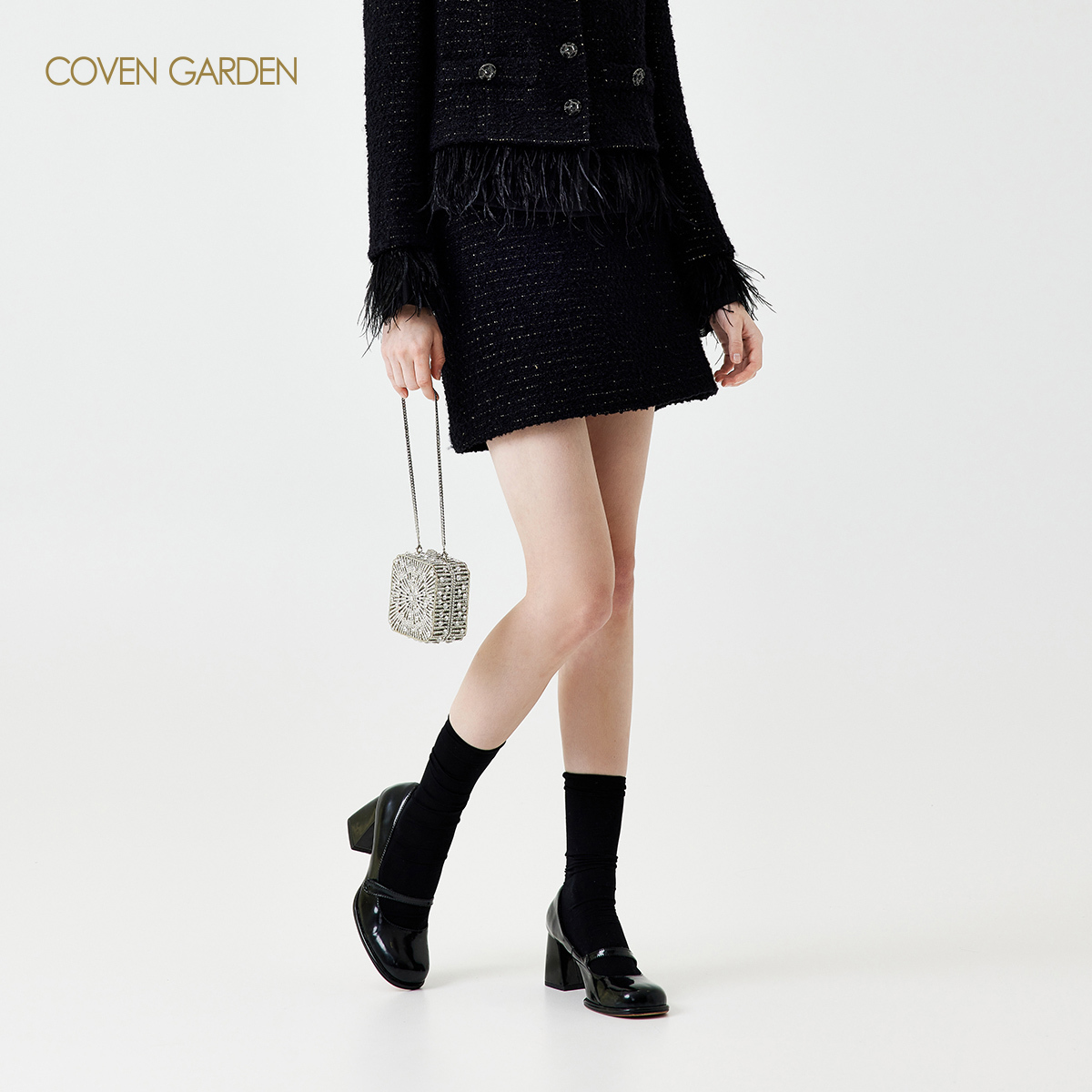 哥文花园名媛毛呢a字半身裙CSC1072188