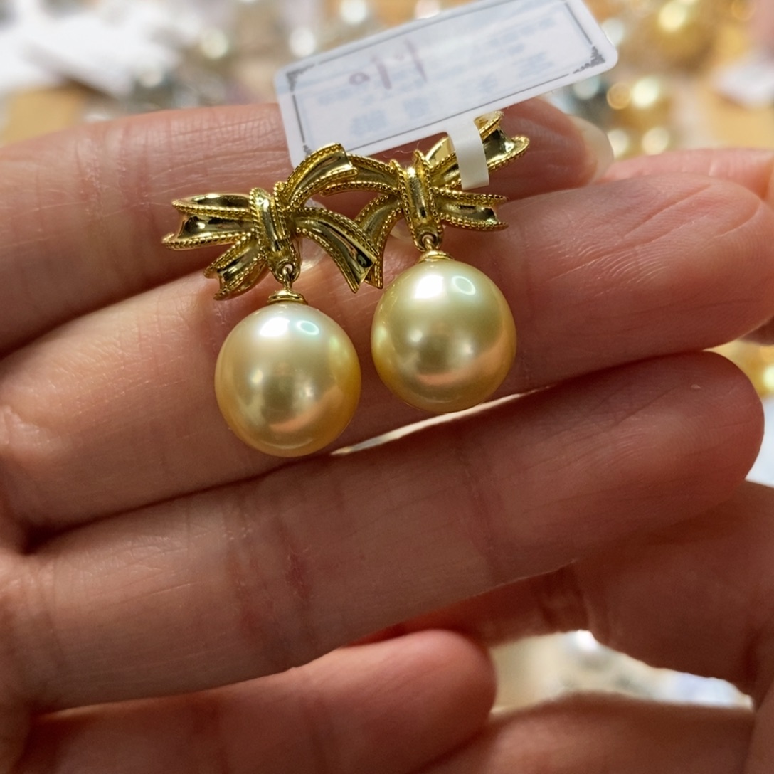 海水珍珠耳饰银S925镶嵌