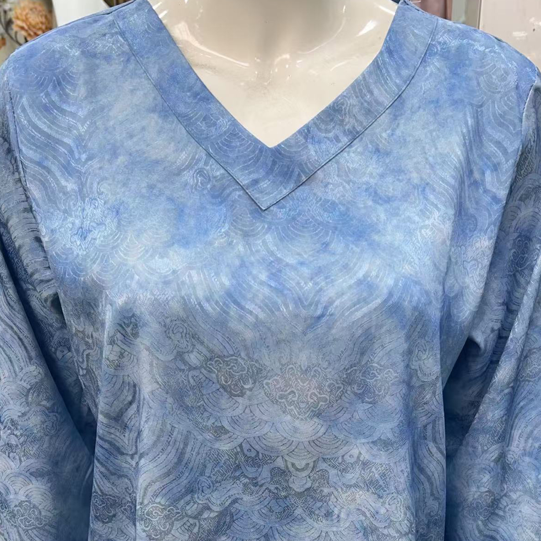 889(蓝龙鳞)女装新中式上衣国风版重工刺绣