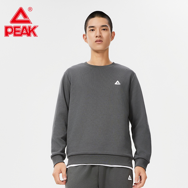 Peak/匹克摇粒绒圆领套头卫衣男款冬季保暖加绒长袖舒适打底衫