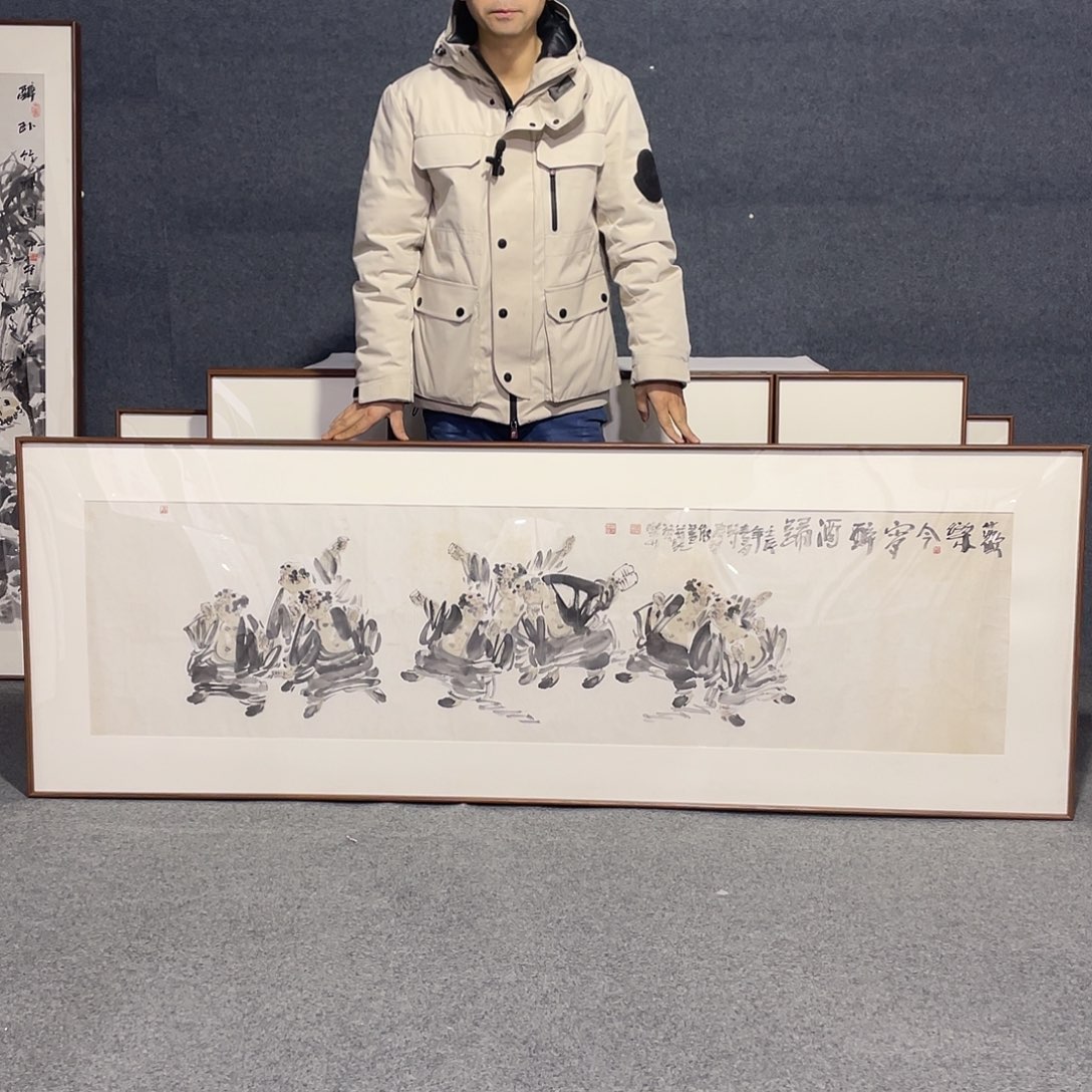 国画手绘画作带框发货