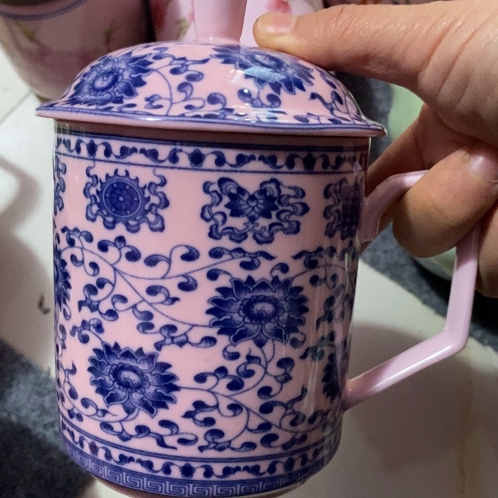 摆件陶红稀土缠枝八宝直筒办公杯