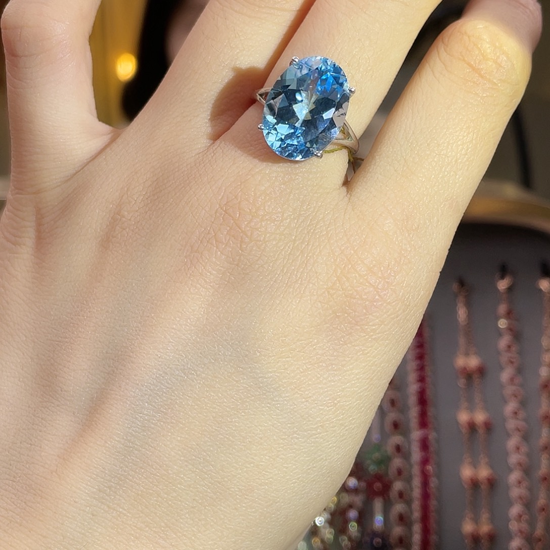 托帕石银S925镶嵌戒指