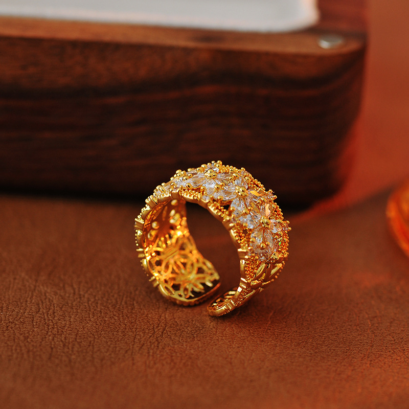 合金莫桑石戒指 165号轻奢高级感满天星雪花开口食指戒设计感合金