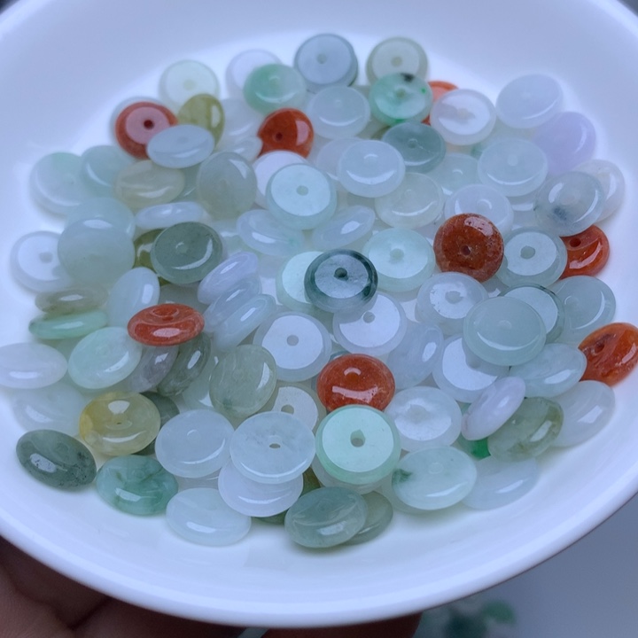 散珠翡翠卡9冰三彩平安扣50个