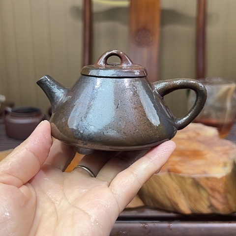 戬谷龙窑坭兴陶柴烧茶壶