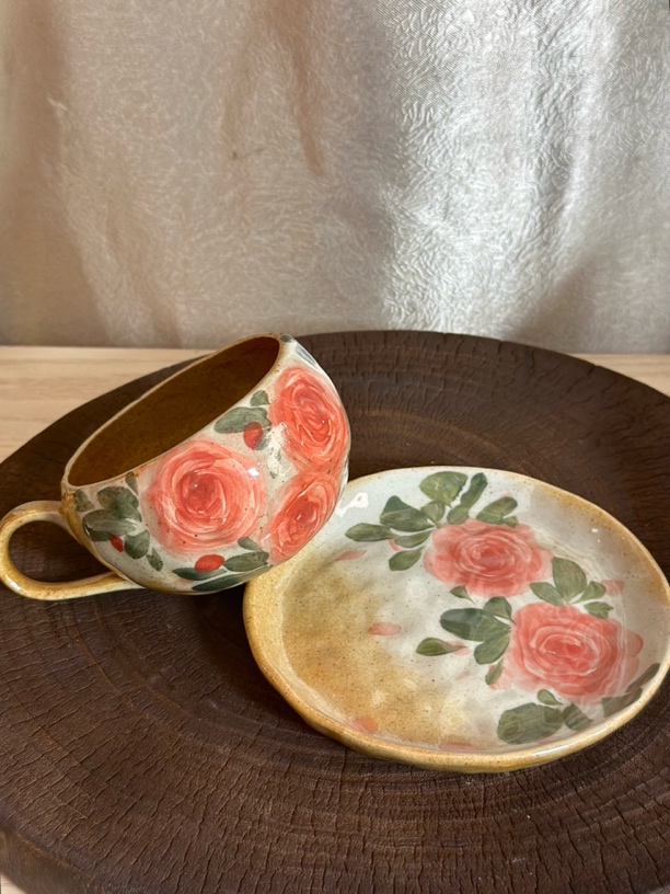 景德镇复古粗陶手绘咖啡杯