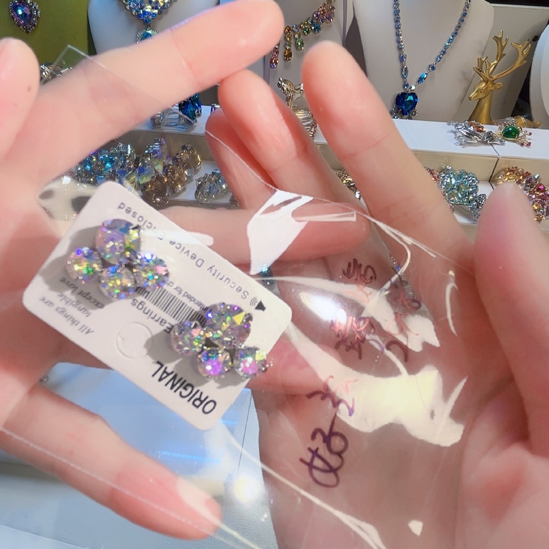 皮质铁合金施华耳环