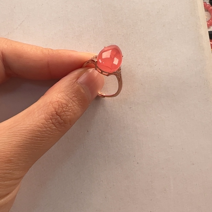菱锰矿（红纹石）戒指银S925镶嵌?****❄