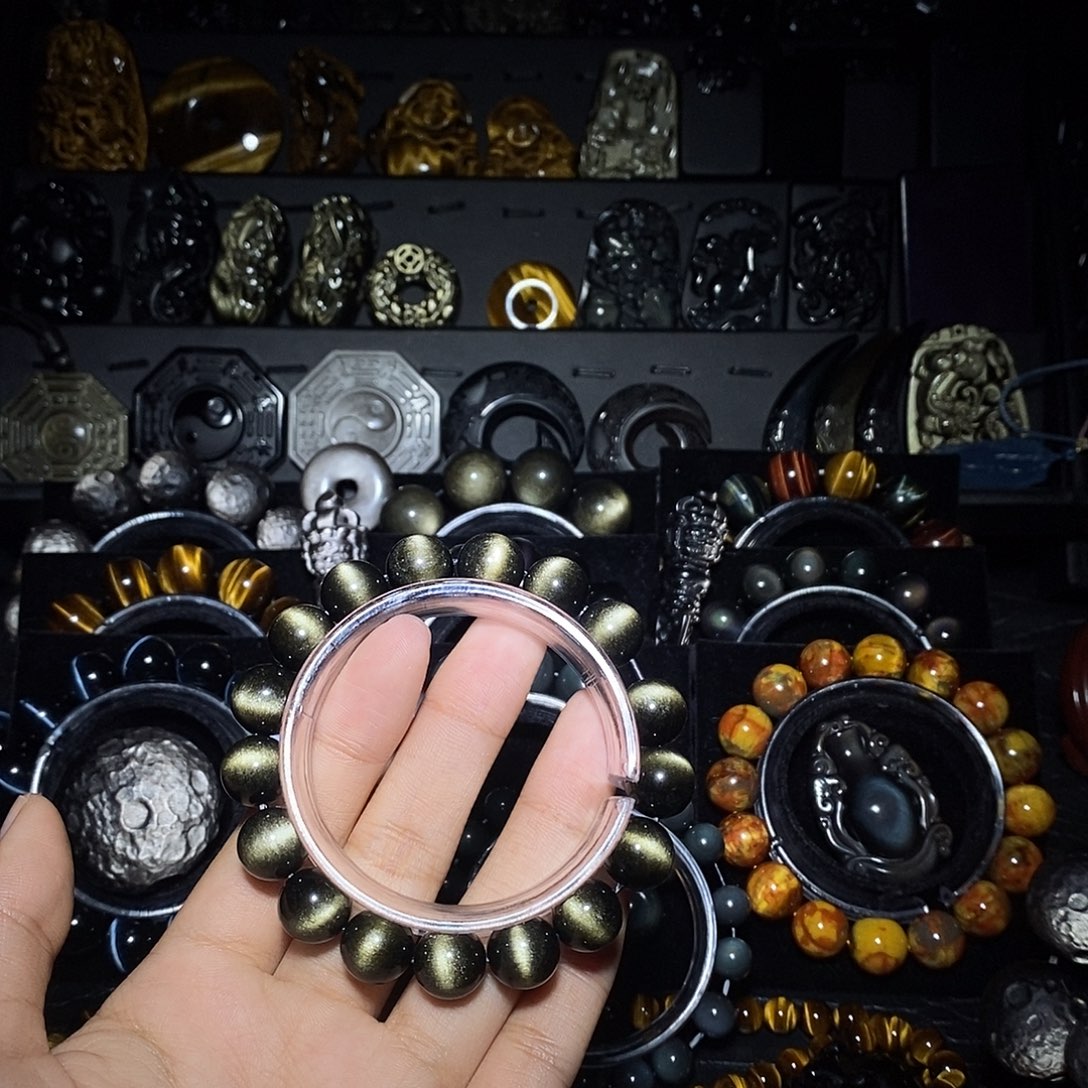 用***1黑曜岩未镶嵌手链