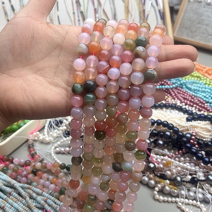 玛瑙/玉髓珠宝半成品未镶嵌一条10mm盐源玛瑙