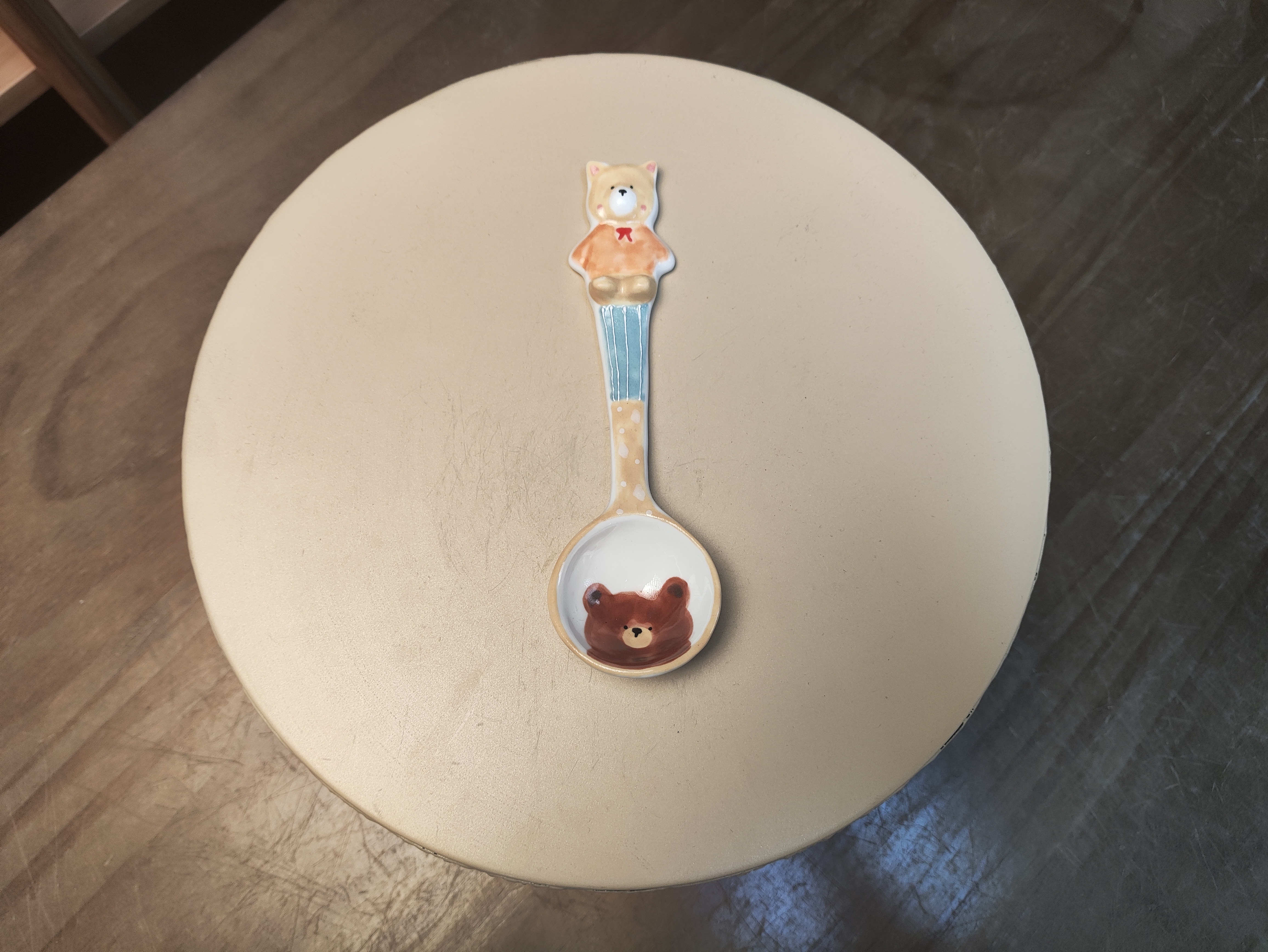 a459可爱橙色小熊勺子陶瓷