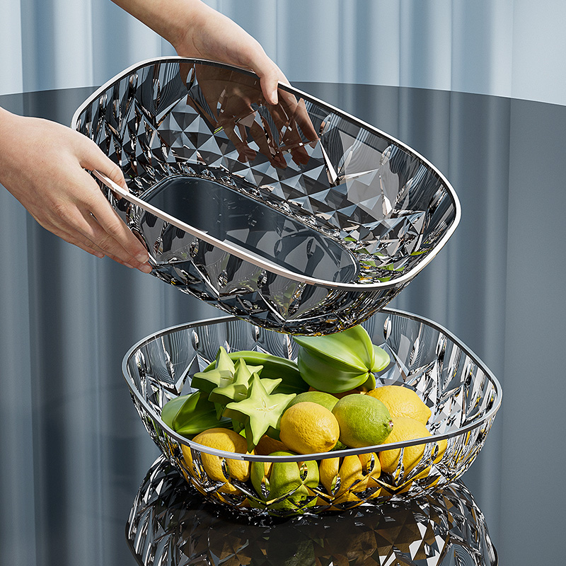 出英国！轻奢水波纹水果盘高级感透明果盘客厅干果零食盘摆放盘子