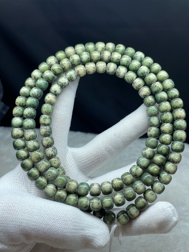 石玉料星月满绿润透月朗星稀8x7桶108