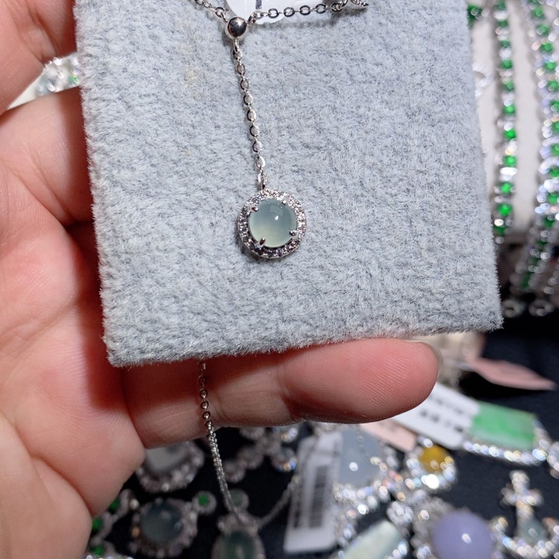 翡翠银S925镶嵌颈饰k j j k