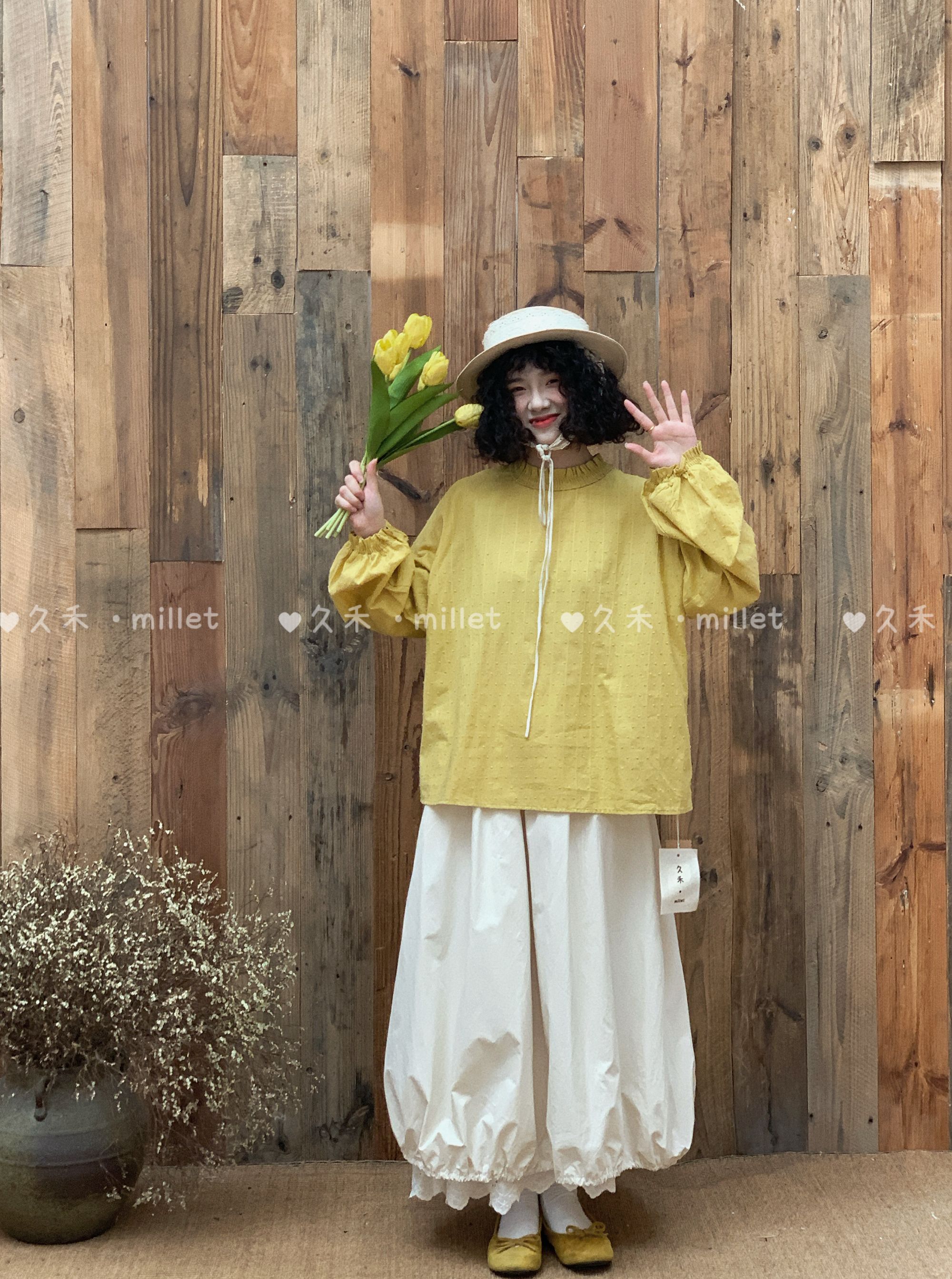 米多多 JH-6221-日系复古百搭花边领上衣 kc