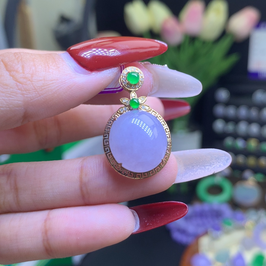 翡翠颈饰18K金镶嵌天然