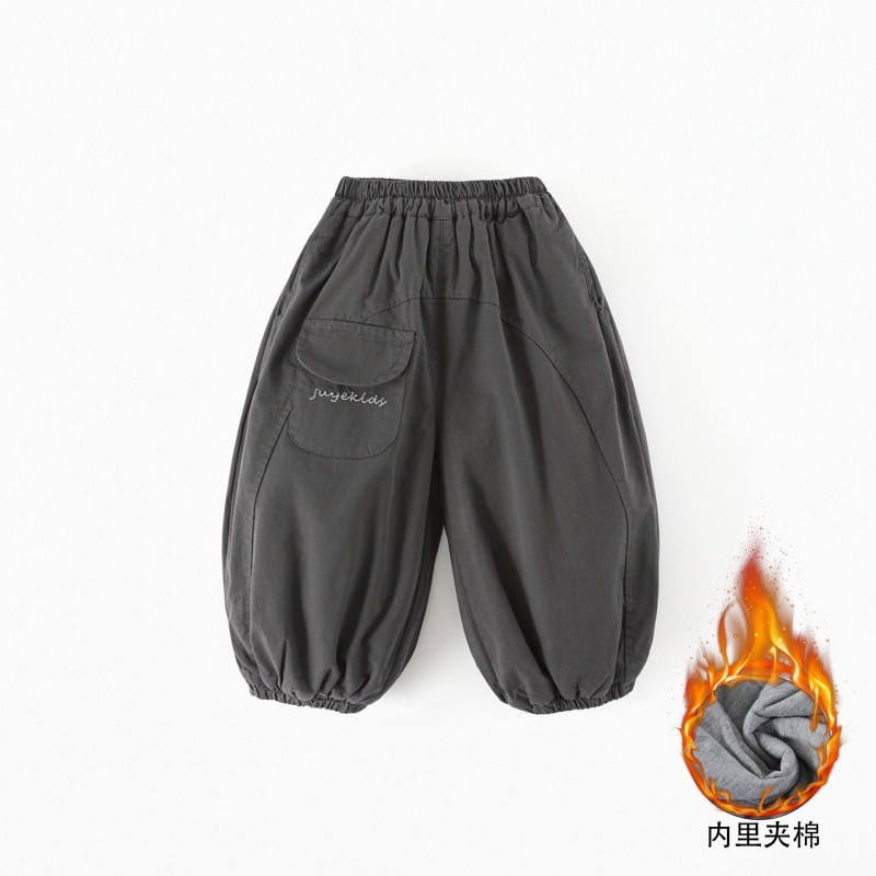 【纯棉】儿童棉裤冬季新款男童韩版拼接口袋字母夹棉保暖长裤CK415
