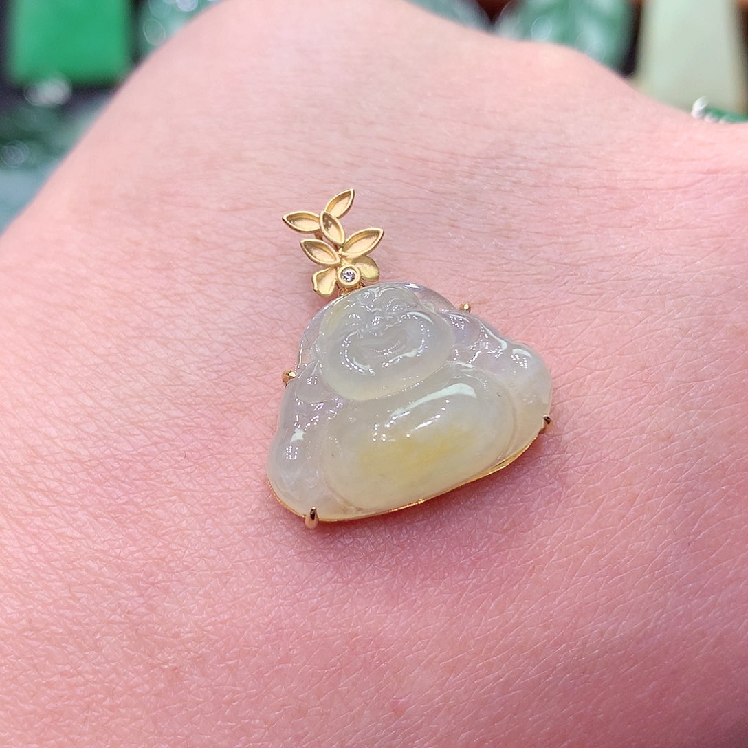 翡翠颈饰18K金镶嵌纯天然