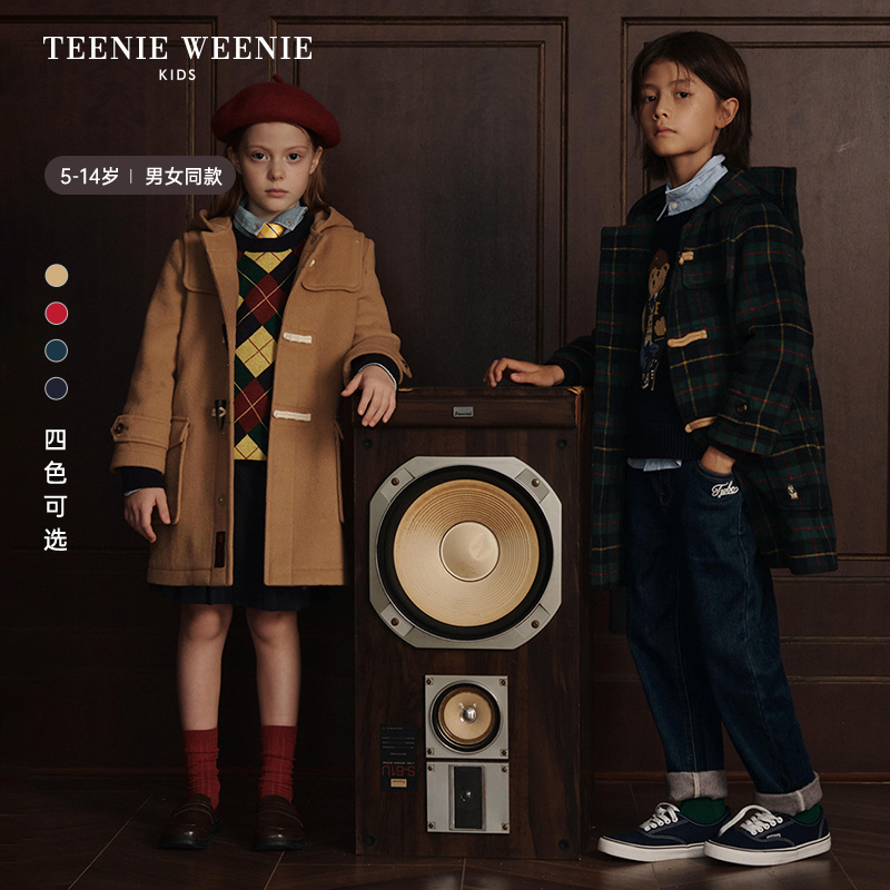 TeenieWeenie Kids小熊童装25秋冬长款羊毛混纺呢大衣TKJW258989H