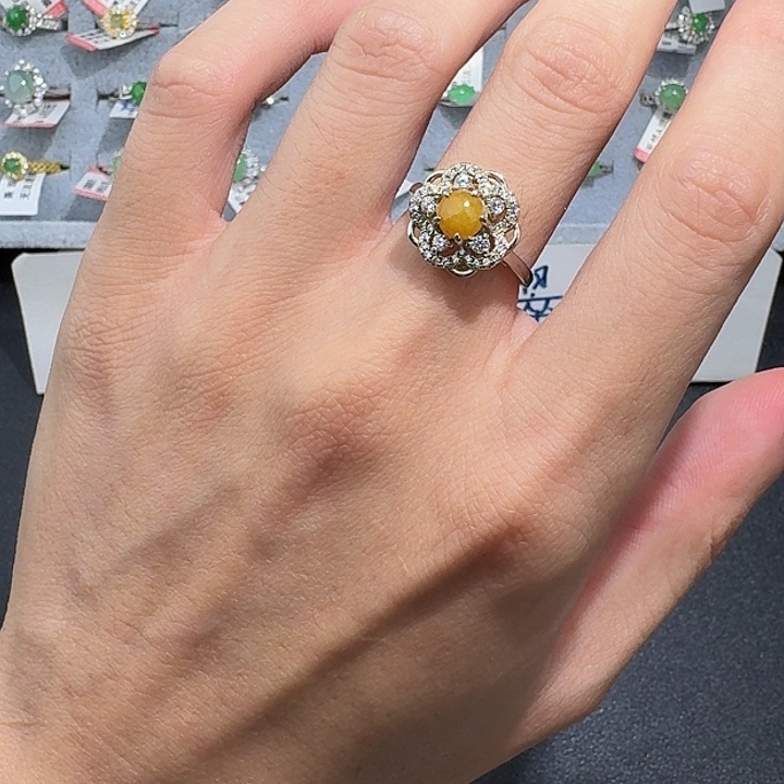 翡翠戒指银S925镶嵌hhjkm