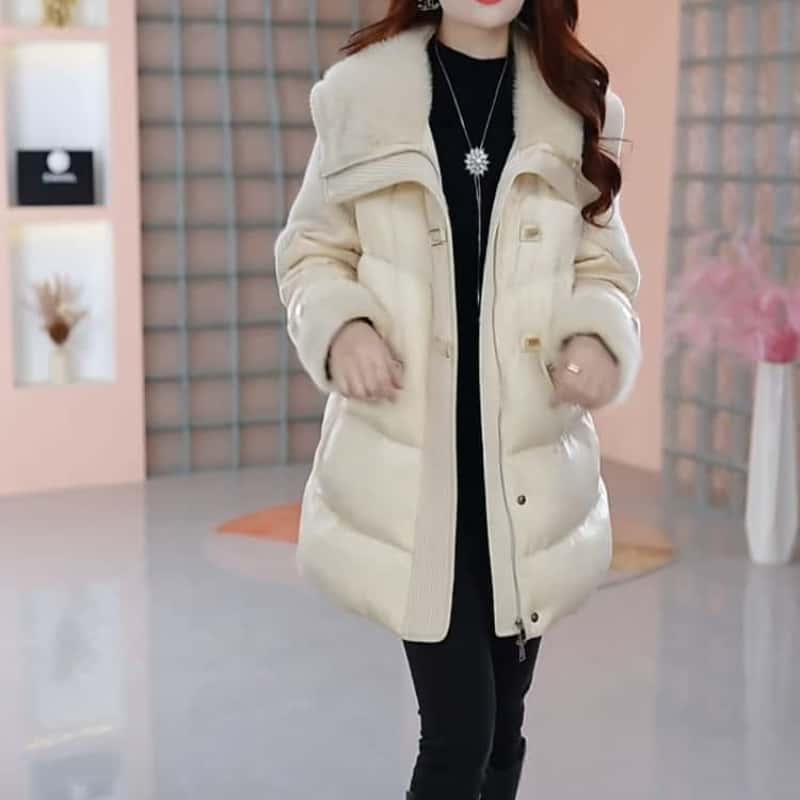 2024冬季新款时尚气质白鸭绒百搭休闲保暖加厚显瘦毛领羽绒服外套