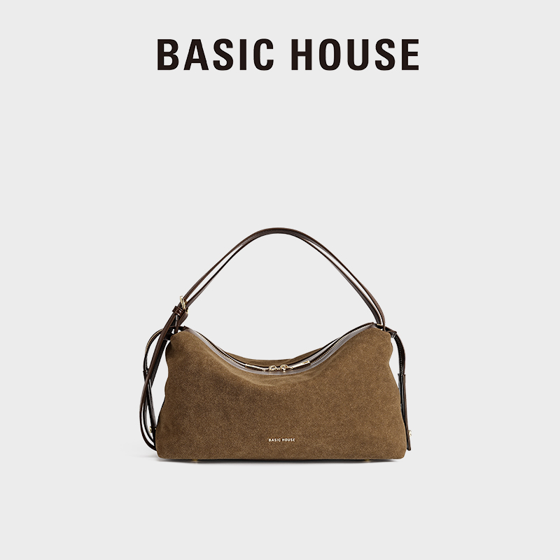 Basic House百家好2025新款时尚手提单肩包休闲百搭法棍女包