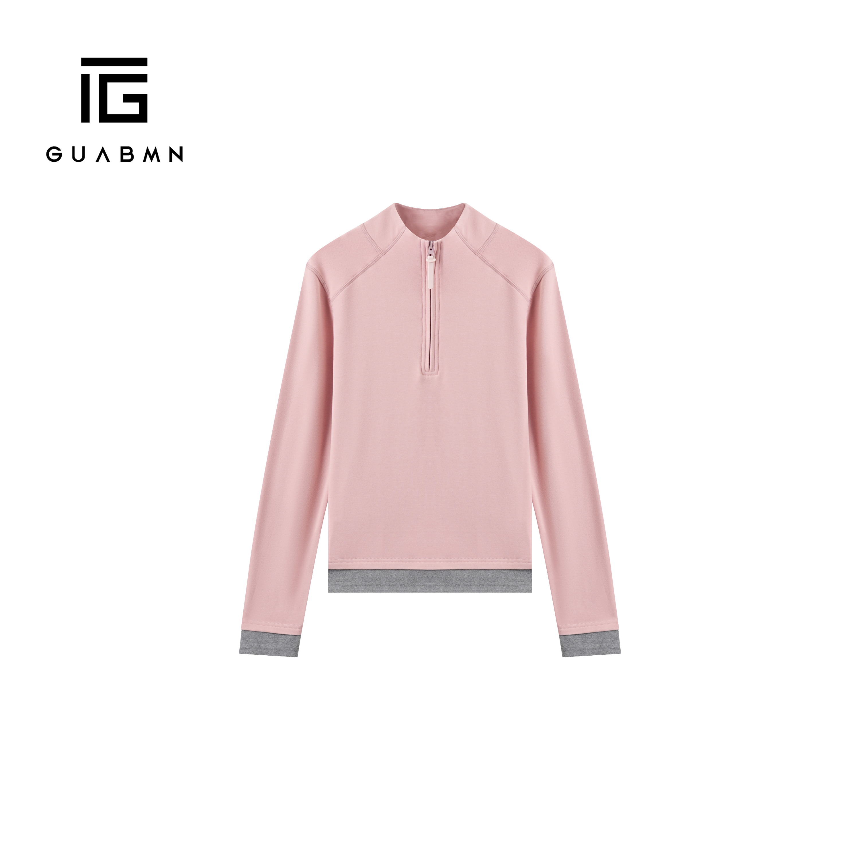 GUABMN2025秋冬新款设计感半拉链拼色长袖保暖针织打底衫上衣6001