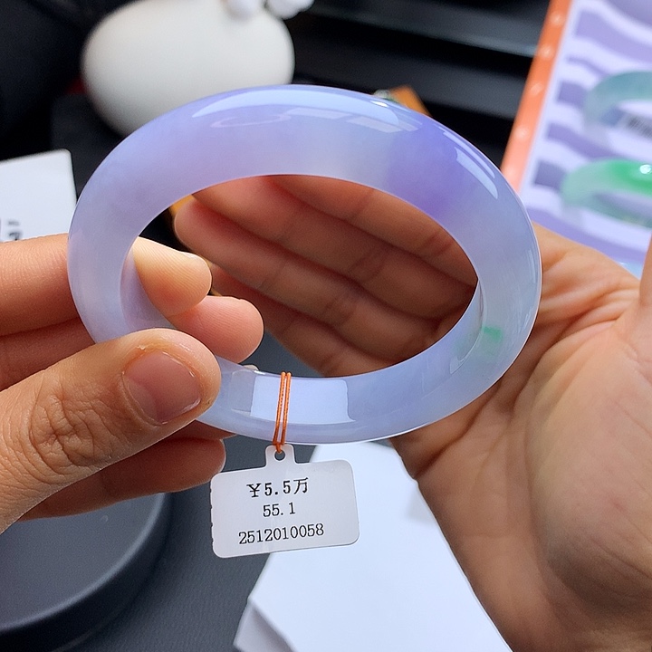 未镶嵌手镯翡翠55冰紫正圈