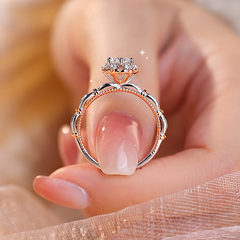 925银莫桑石戒指 【在逃公主】闭口镶嵌经典女婚戒轻奢商场品牌同