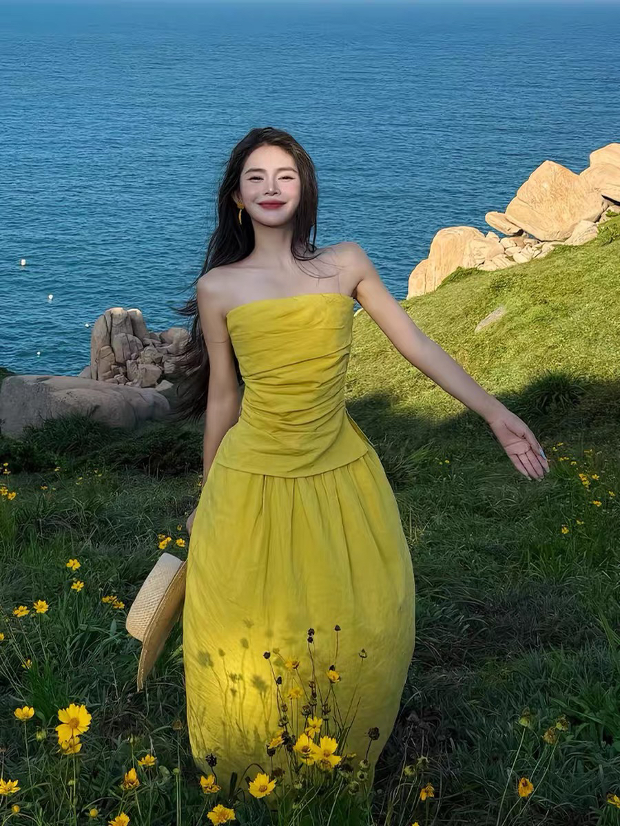 【孤品扣号链接】（小水）夏季新款海边度假法式气质绝美长裙