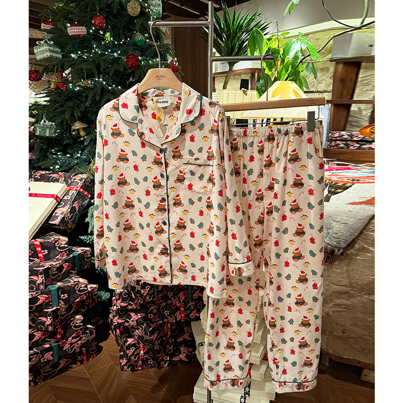 米诗缇【圣诞树小熊长袖长裤】小众潮牌时尚设计师可外穿睡衣家居服