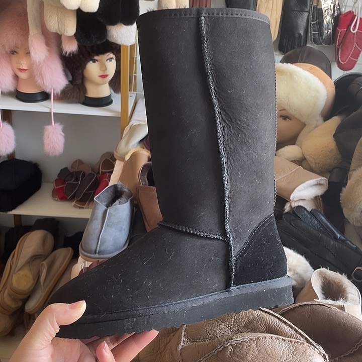 纯棉绵羊毛高筒靴38