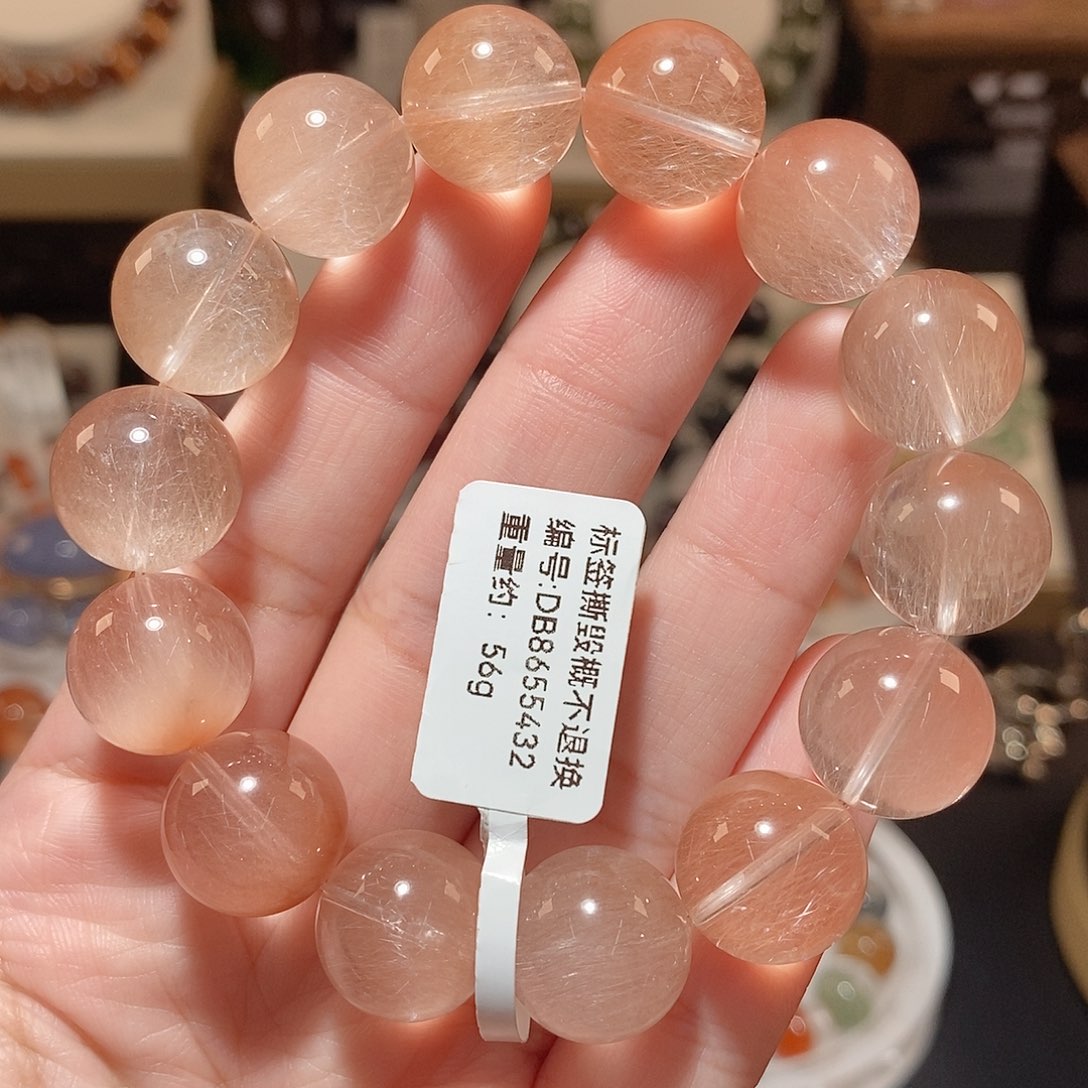 水晶手链未镶嵌F粉兔毛14.5