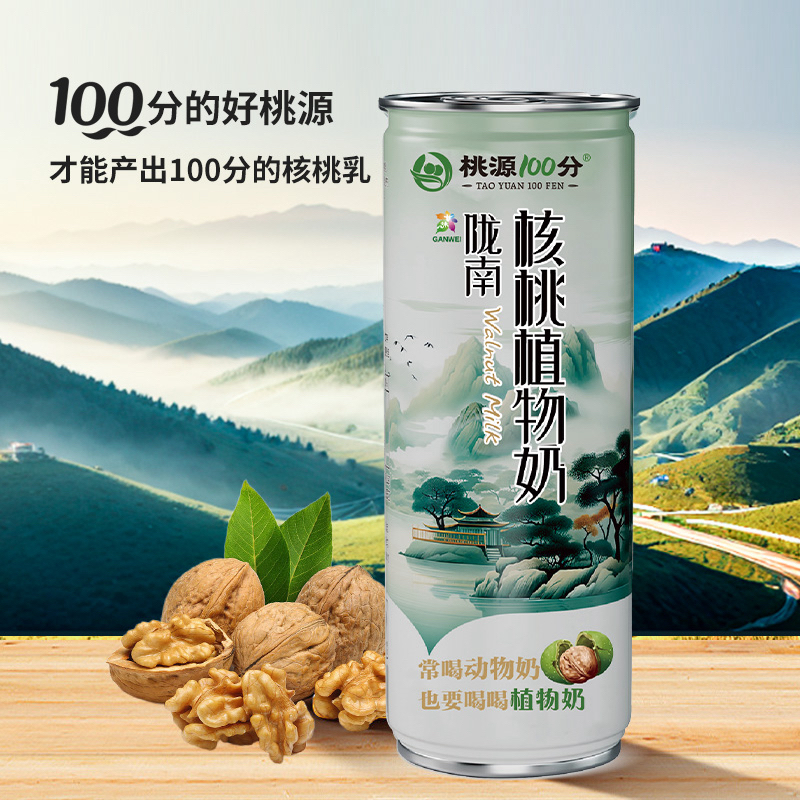 桃源100分陇南核桃奶无糖240ml植物蛋白饮料饮品买一送一
