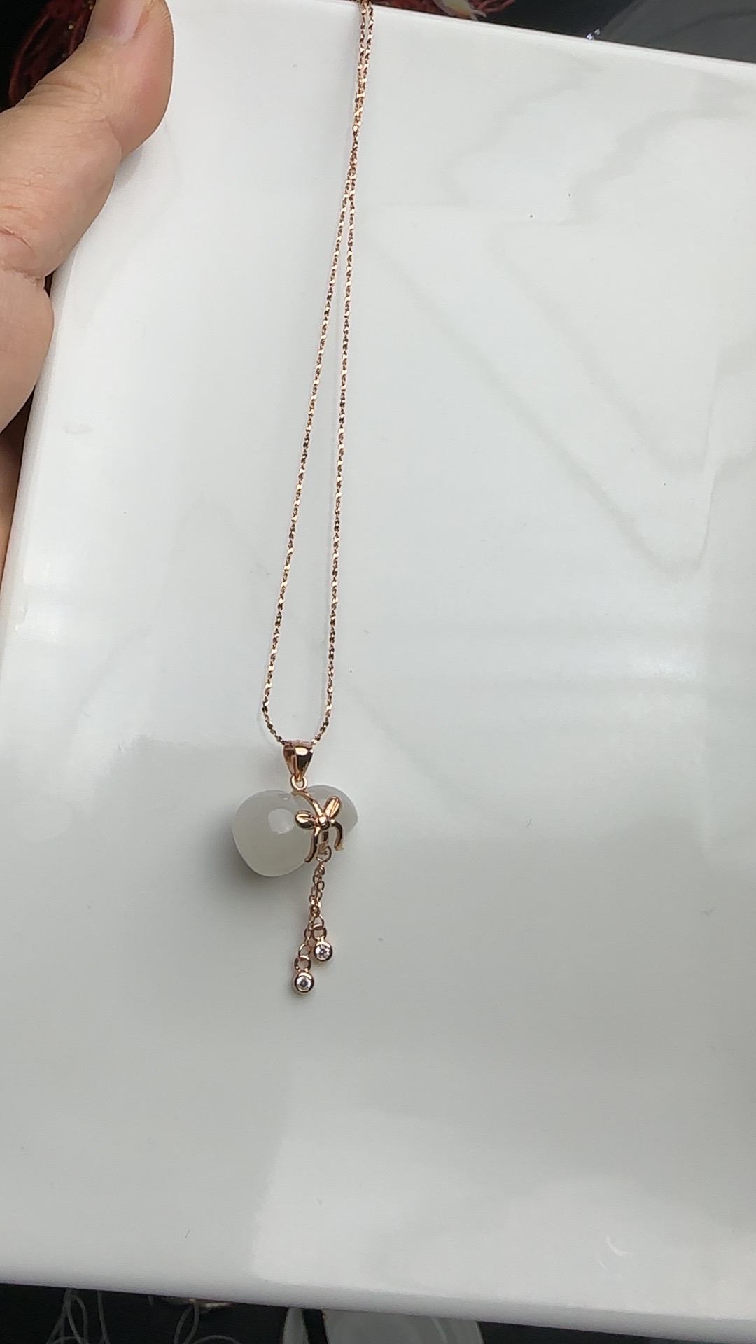 天然和田白玉葫芦925银镀金镶嵌吊坠轻奢坠链