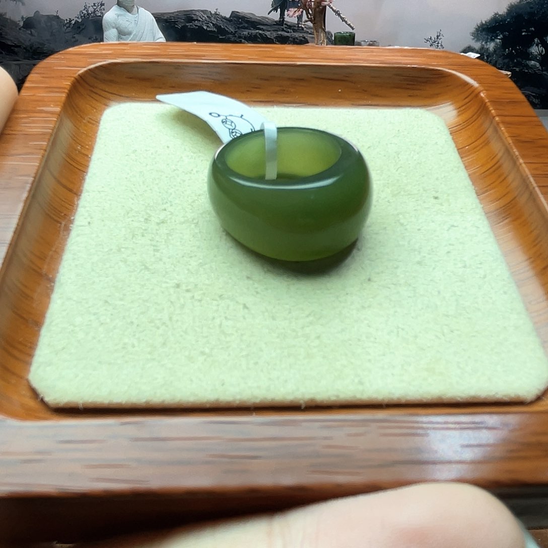 和田玉戒指未镶嵌深湖水馒头16号