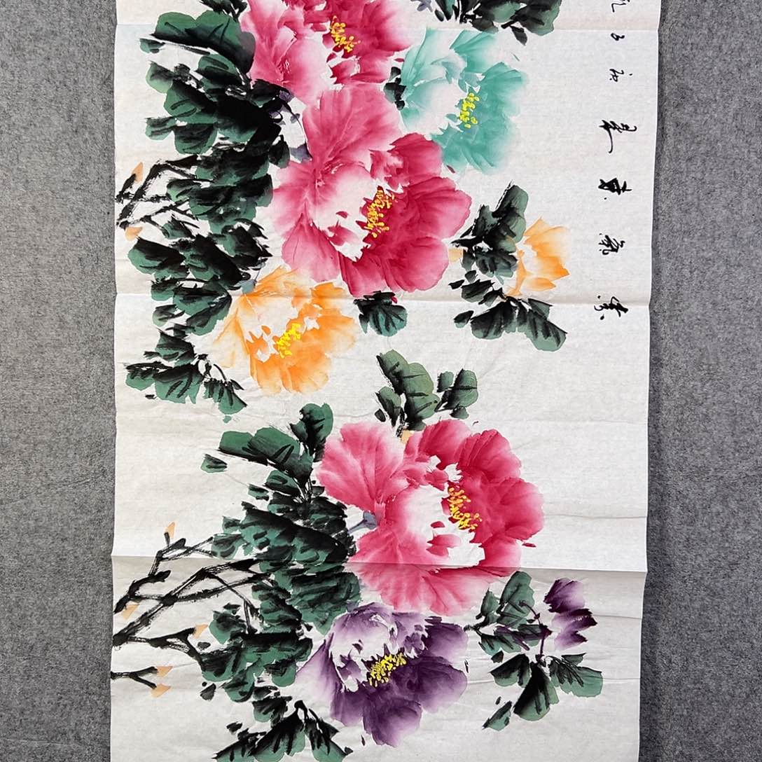 国画485 花鸟在树丛的顶端鸣叫叫声响