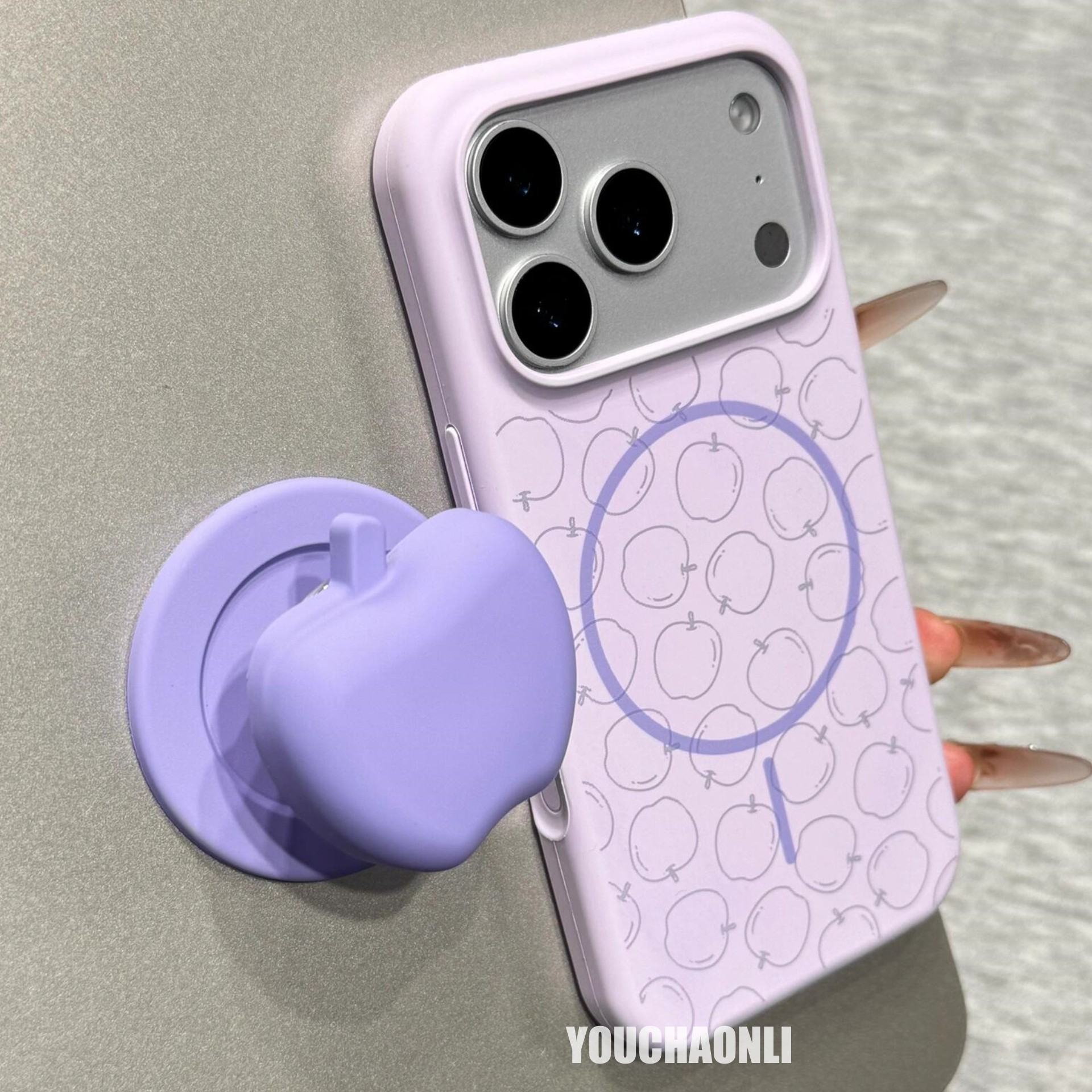 磁吸紫色线条苹果17promax手机壳iPhone1615硅胶14pro液态16pro女
