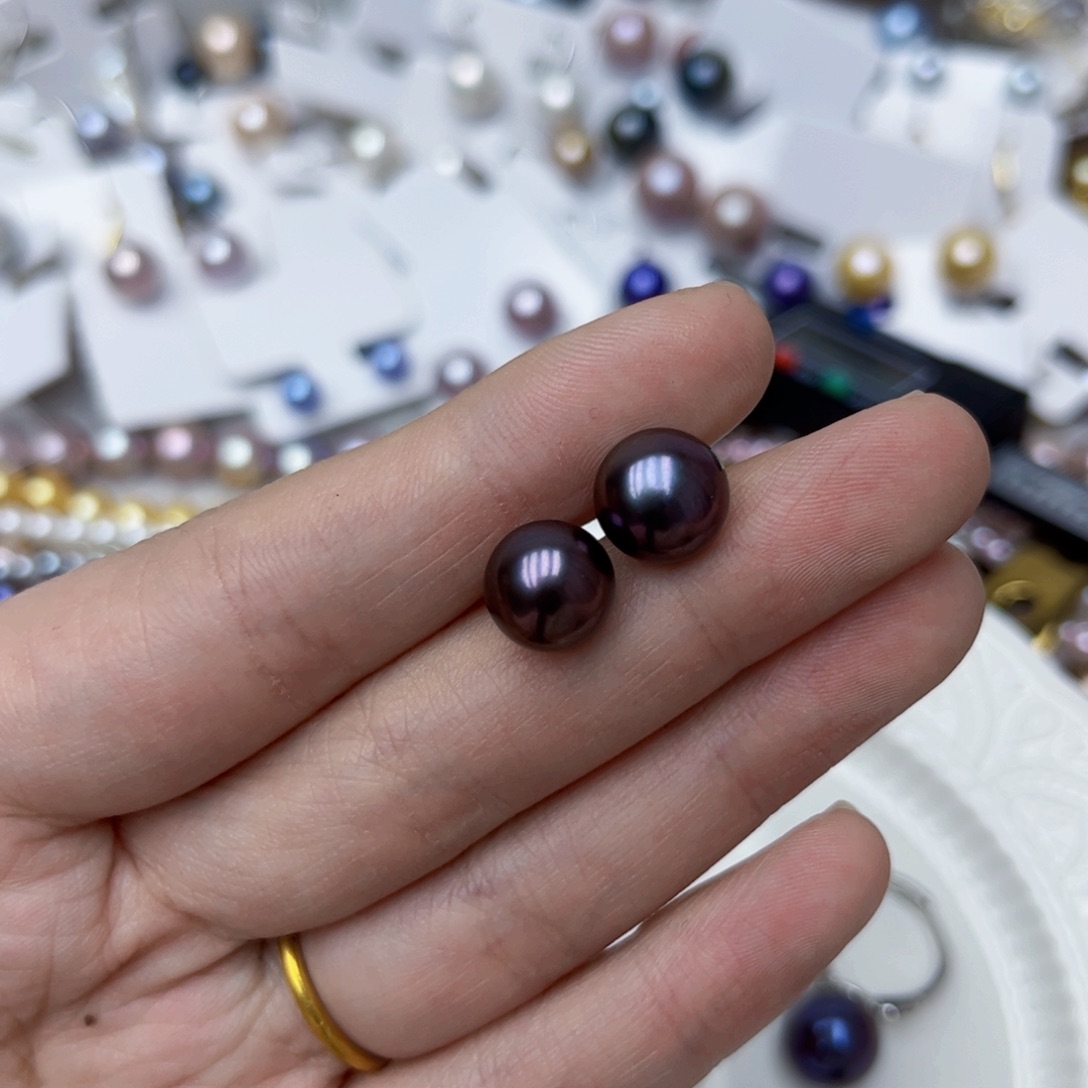 淡水珍珠耳饰银S925镶嵌