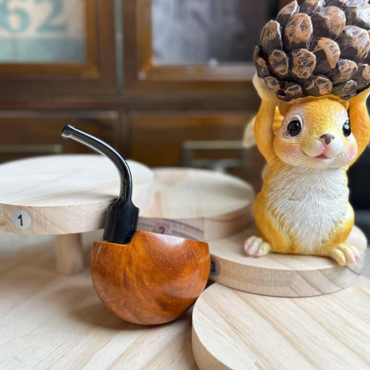 石楠木手工烟斗口袋斗精致小巧可爱9mm孔道带配件