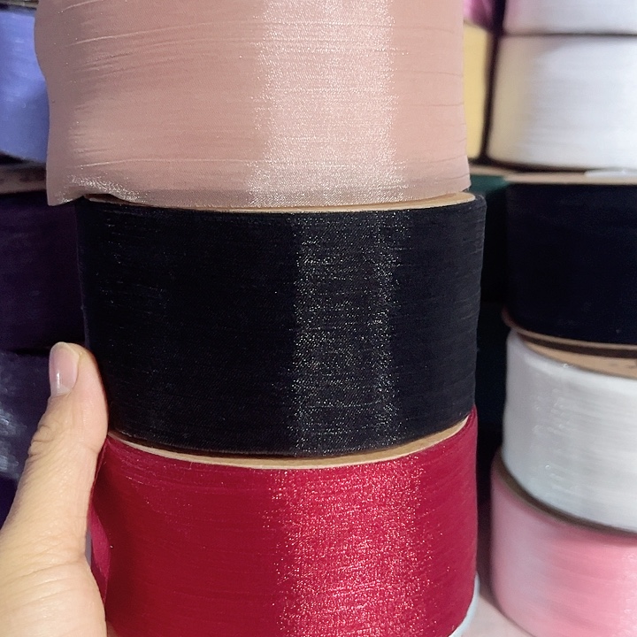 6宽的皱纹纱酒红黑色咖色各50码材料