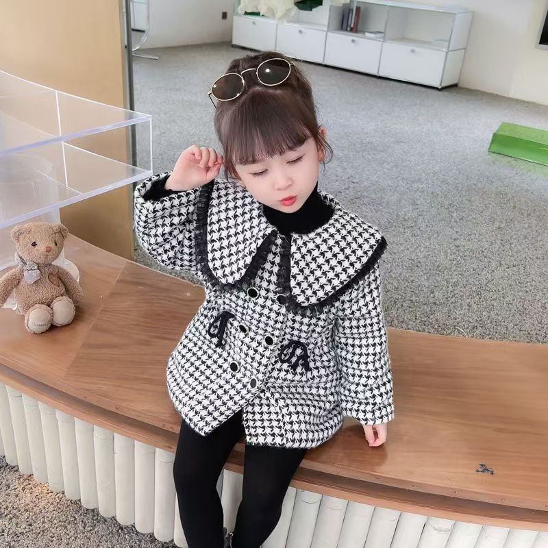 F211女童冬季洋气千鸟格加棉外套