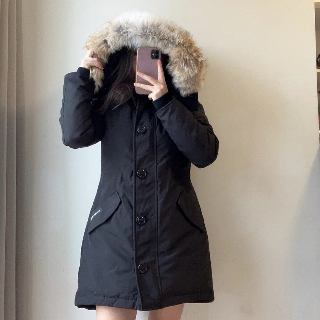 99新 CANADA GOOSE 胸围44衣长80XS码 黑色派克羽绒服 0051